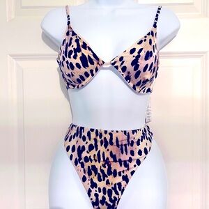 Good American 3PC Chic Animal Print pc Bikini Set NEW size 3 Large